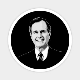 George H.W. Bush Black and White Magnet